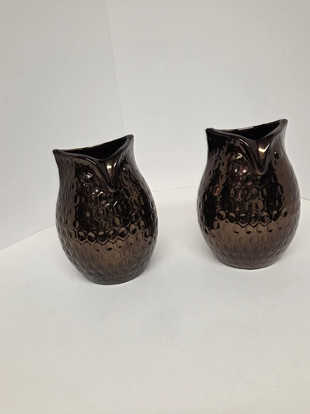 Lerman Décor Copper Owl Vases Set of 2 Metallic Modern Decor #0218